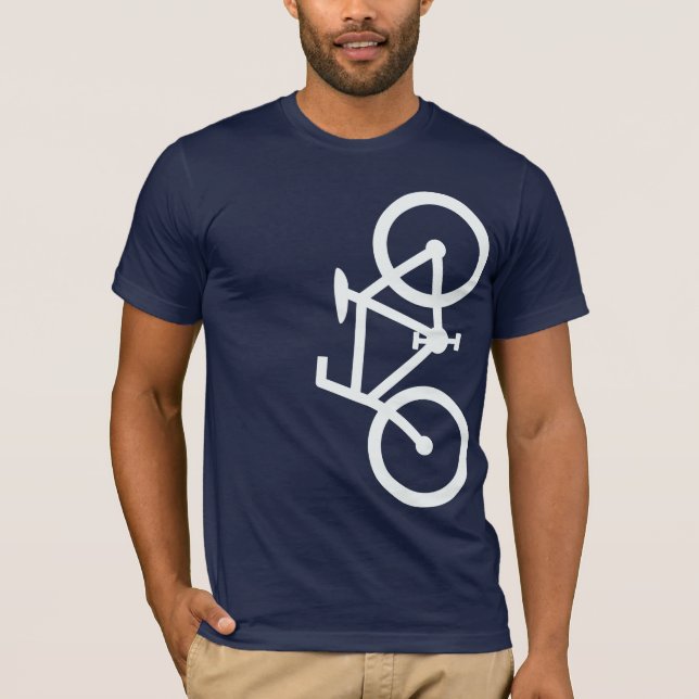 T-shirt Bicicleta, silhueta vertical, design branco (Frente)