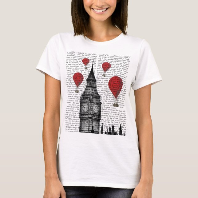 T-shirt Big Ben e Red Hot Air Balloons (Frente)