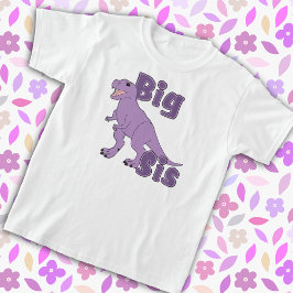 T-shirt Big Sis Happy T-Rex Purple Tyrannosaurus Dinosaur