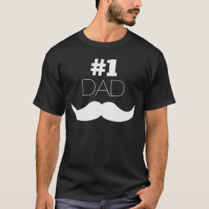 T-shirt Bigode preto e branco do pai #1 - número um