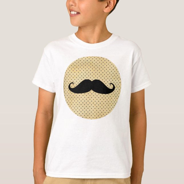 T-shirt Bigode preto engraçado em bolinhas do amarelo do (Frente)