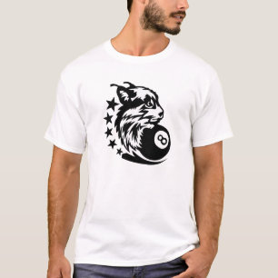 T-shirt bilhar lince logotipo rebola preto 8