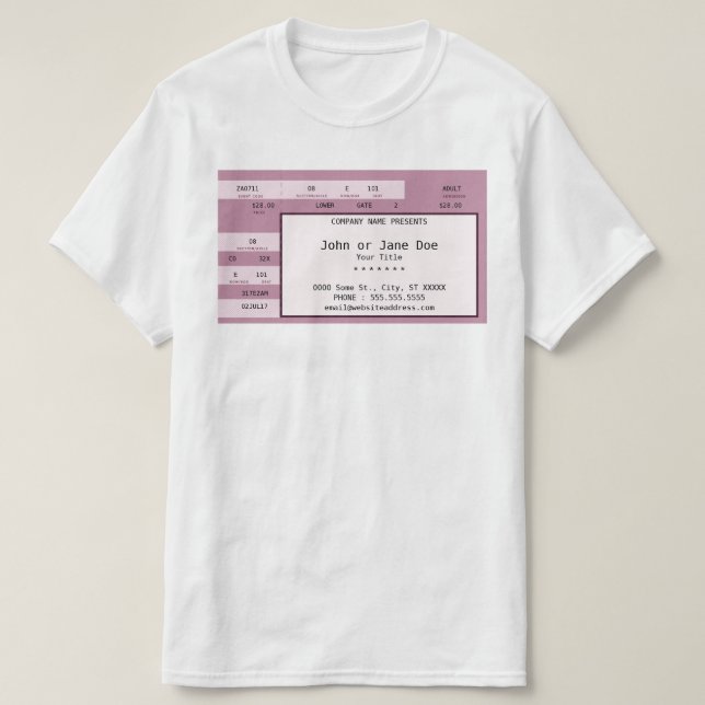 T-shirt bilhete cor-de-rosa do concerto (Frente do Design)
