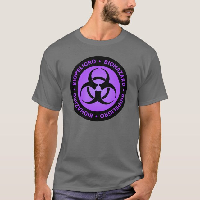 T-shirt bilíngüe roxo & preto do símbolo do (Frente)