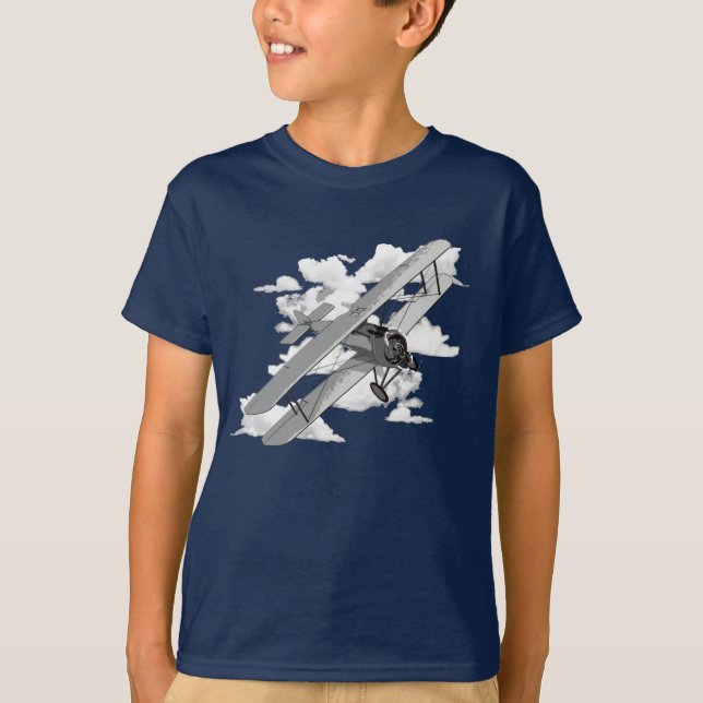 T-shirt Biplano e nuvens (Frente)
