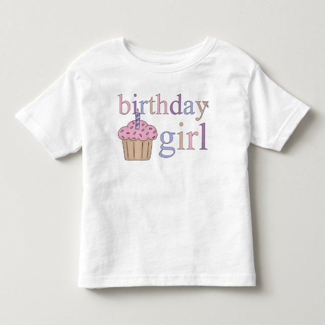 T-shirt Birday Girl Toddler Short Sleeve (Frente)
