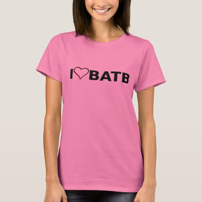 T-shirt Black and White Trim I Heart BATB (Frente)
