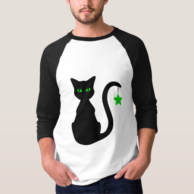 T-Shirt Black Cat Raglan (Frente)