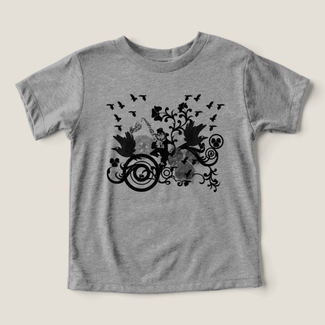 T-shirt Black Irish Swirls and Leprechauns (Design frontal)