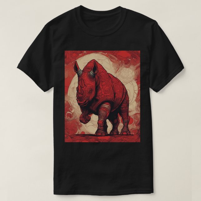 T-Shirt Black, Red Rhino (Frente do Design)