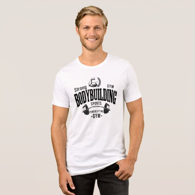 T-shirt blanc BodyBuilding (Frente Completa)