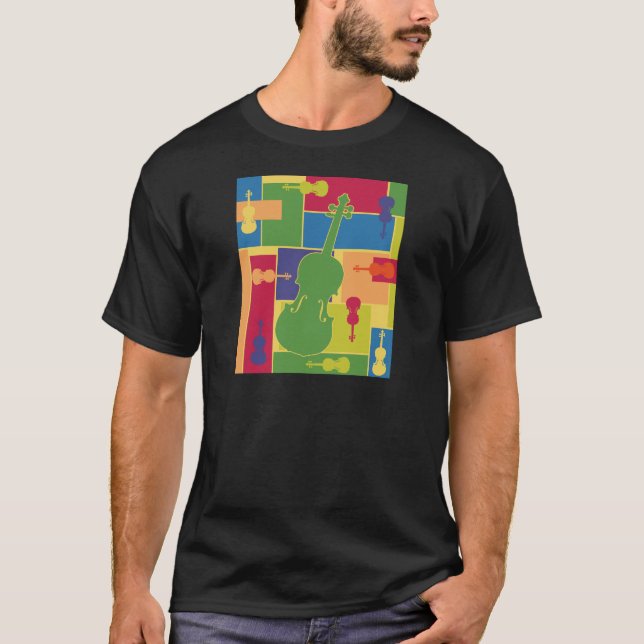 T-shirt Blocos de Cores de Violino (Frente)