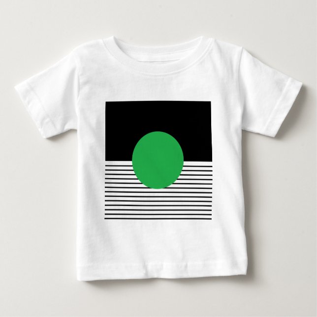 T-shirt Bloqueio Branco Preto e Círculo Verde (Frente)
