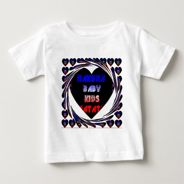 T-shirt Blue Black Hakuna Matata Baby Kids Design.png (Frente)