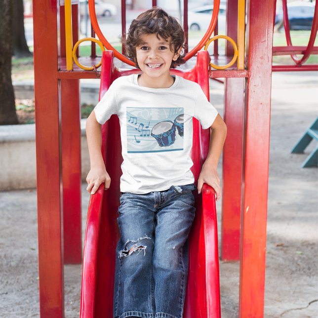 T-Shirt Blue Bongo Drum Music (Criador carregado)