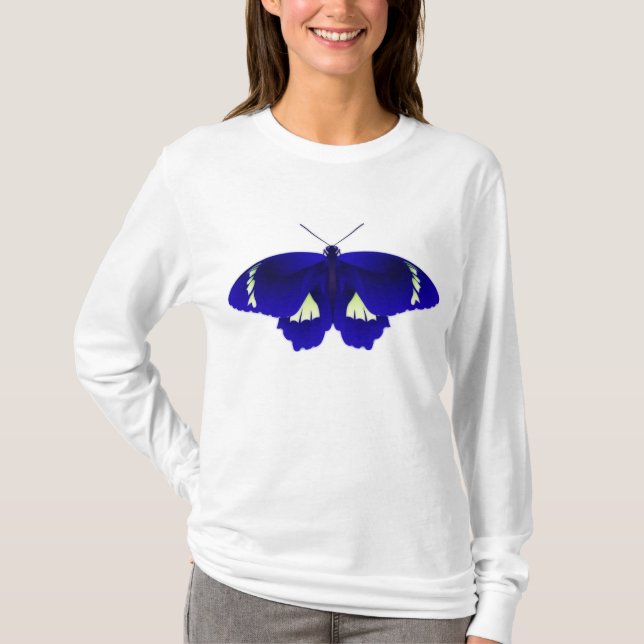 T-shirt Blue Butterfly Art Monet (Frente)