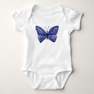 T-shirt Blue Butterfly Watercolor Baby Jersey