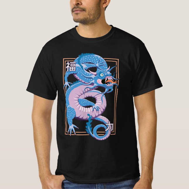 T-Shirt Blue Chinese Dragon (Frente)