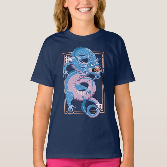 T-Shirt Blue Chinese Dragon (Frente)