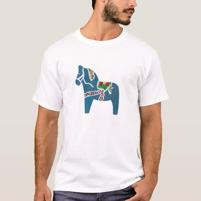 T-Shirt Blue Dala Horse (Frente)