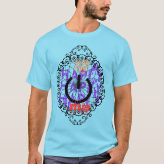 T-Shirt Blue, escrito feliz e motifs