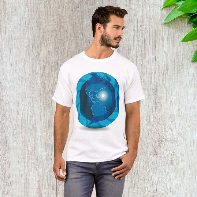 T-Shirt Blue Globe Mens (Criador carregado)