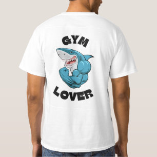 T-Shirt Blue Illustrated Shark Gym Lover