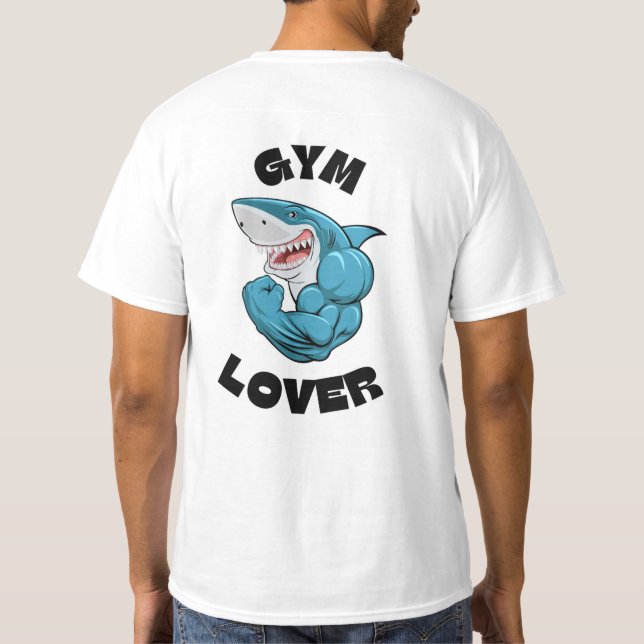 T-Shirt Blue Illustrated Shark Gym Lover (Verso)