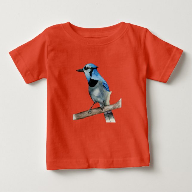 T-shirt Blue Jay no Branch Watercolor Painting (Frente)