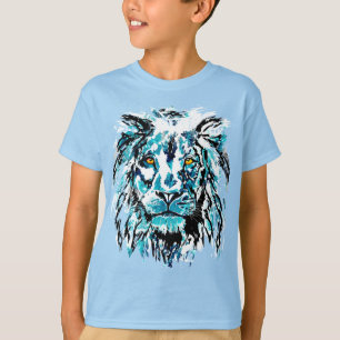 T-Shirt Blue Lion Head Camisas De Leão
