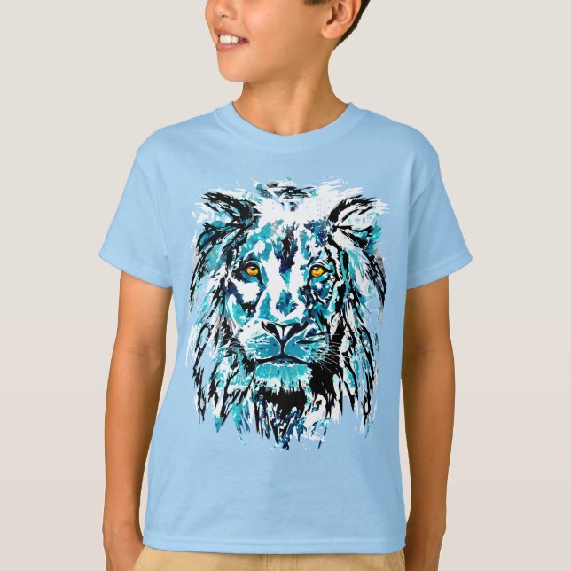 T-Shirt Blue Lion Head | Camisas De Leão (Frente)