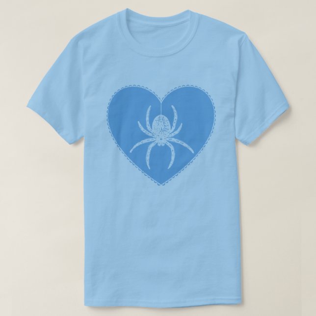 T-Shirt Blue Spider Heart (Frente do Design)