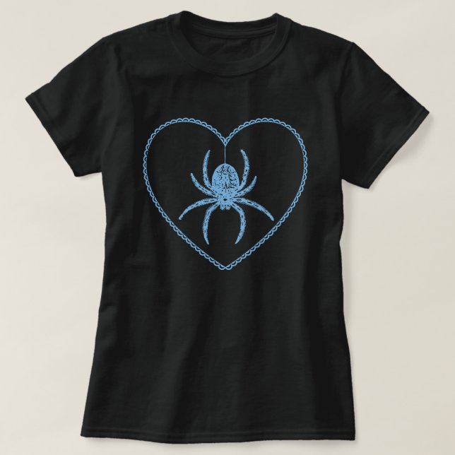 T-Shirt Blue Spider Heart (Frente do Design)