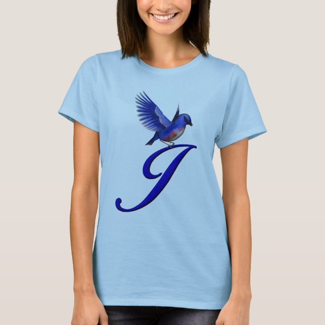T-shirt Bluebird Monograma Inicial J Elegante (Frente)