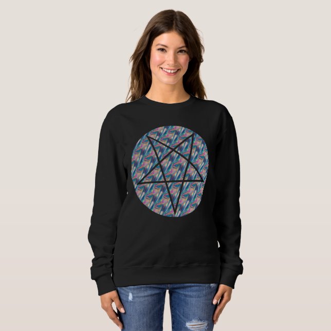 T-shirt blusa pentagrama de holograma (Frente Completa)