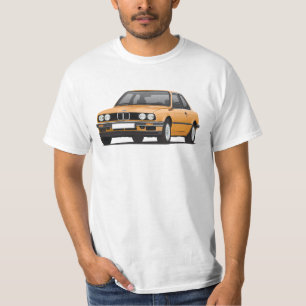 T-shirt BMW E30 (3-series), ilustração, alaranjada