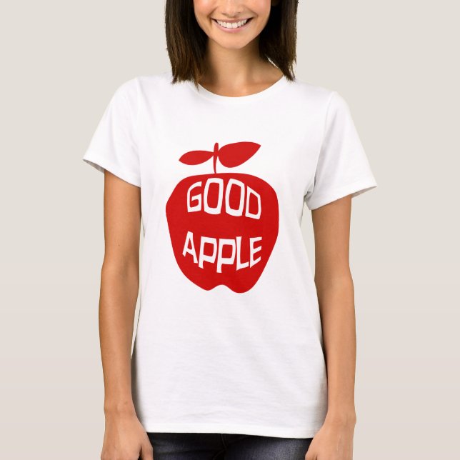 T-shirt Boa Fruta Vermelha, divertida com Apple (Frente)