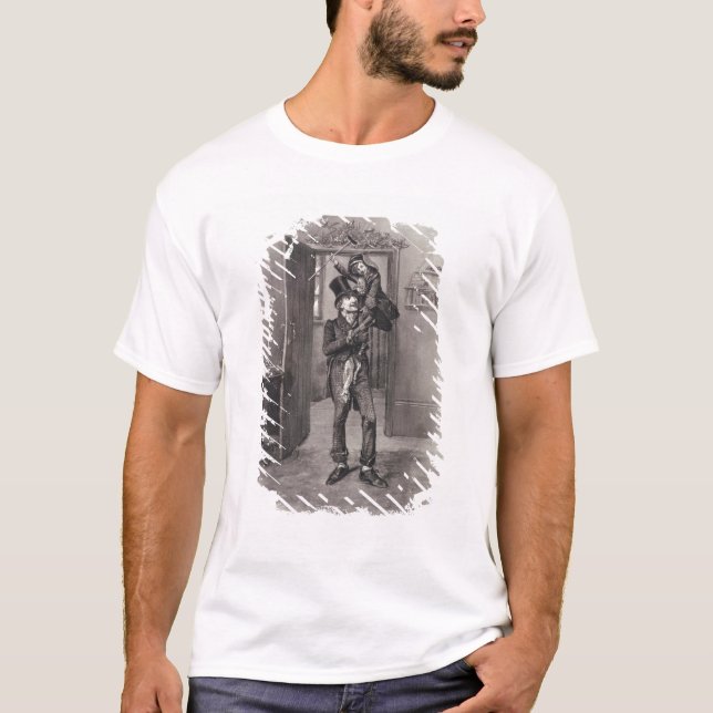 T-shirt Bob Cratchit e Tim minúsculo, 'de Charles Dickens: (Frente)