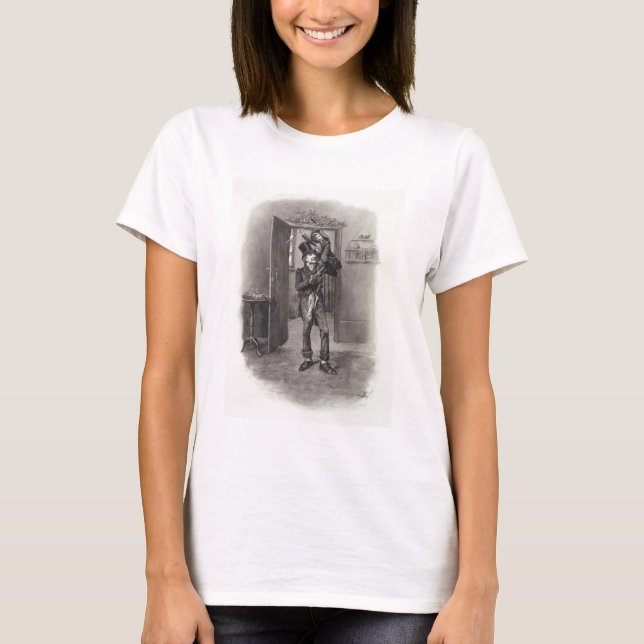 T-shirt Bob Cratchit e Tiny Tim, de Charles Dickens: (Frente)