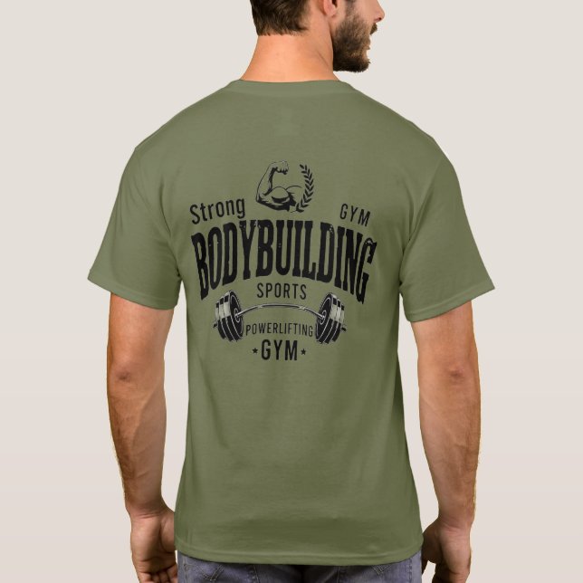 T-shirt body building kaki (Verso)