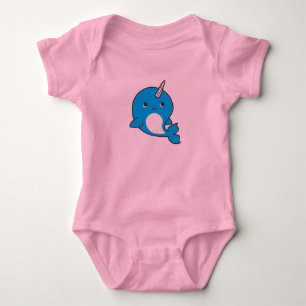 T-shirt Bodysuit azul do tutu do bebé de Narwhal