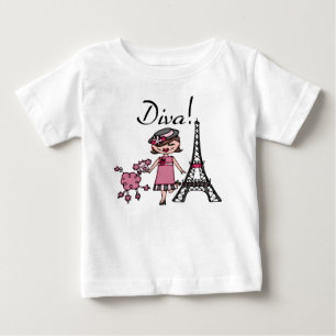 T-shirt Bodysuit Baby Tutu Diva de Cabelo Castanho