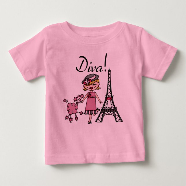 T-shirt Bodysuit Baby Tutu Diva de Cabelo Loiro (Frente)