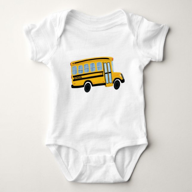 T-shirt Bodysuit bonito do bebê do auto escolar (Frente)
