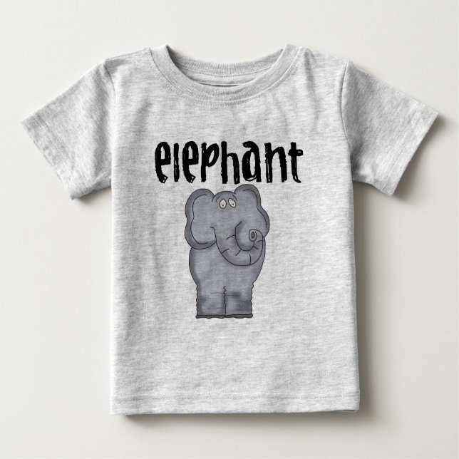 T-shirt Bodysuit cinzento do futebol do bebê do elefante (Frente)