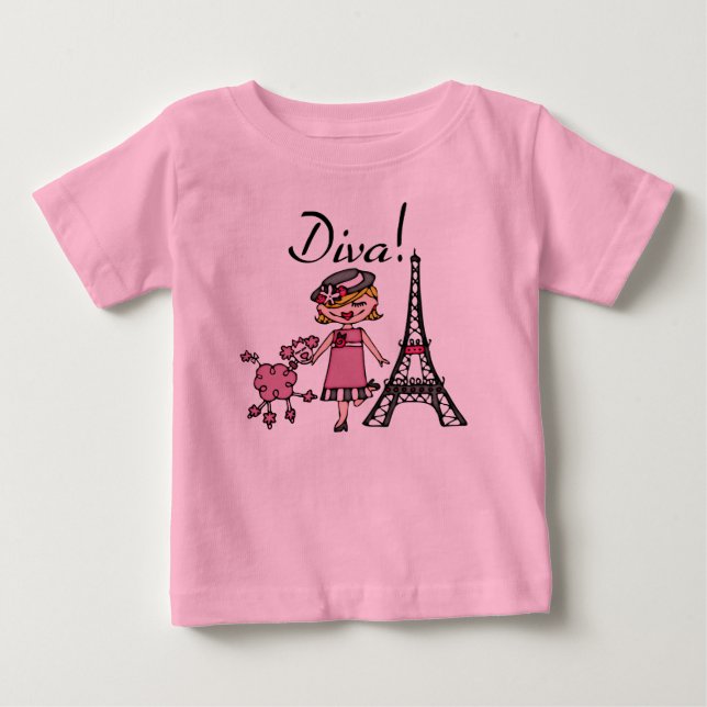 T-shirt Bodysuit de Bebê Diva de Cabelo Loiro Tutu (Frente)