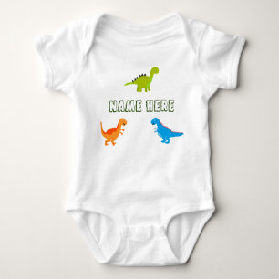 T-shirt Bodysuit do bebê com os dinossauros a personalizar