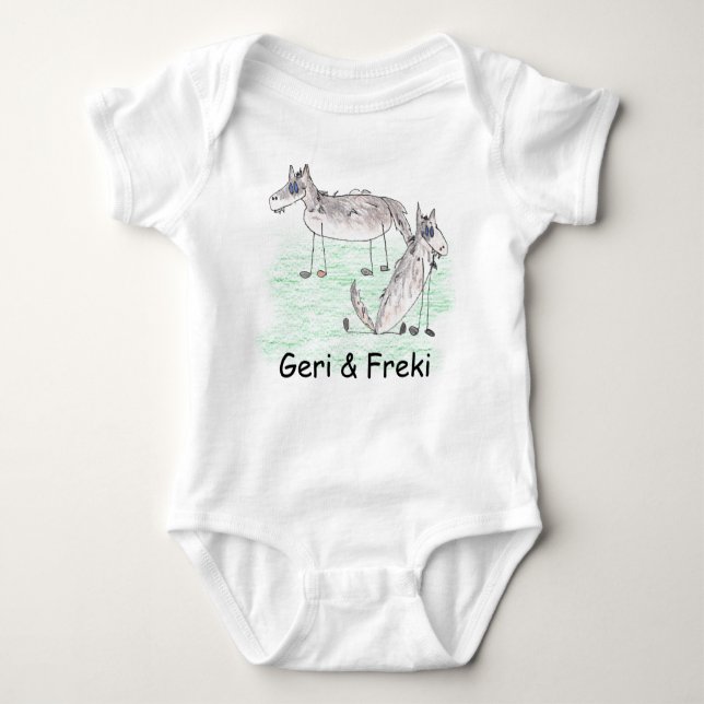 T-shirt Bodysuit do bebê de Geri & de Freki (Frente)