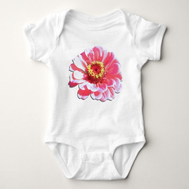T-shirt Bodysuit do bebê - Zinnia cor-de-rosa (Frente)