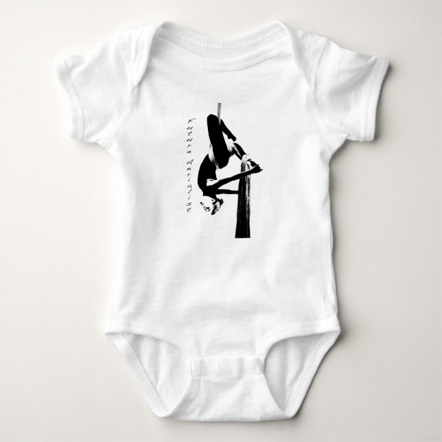 T-shirt Bodysuit futuro do bebê das sedas do Aerialist (Frente)